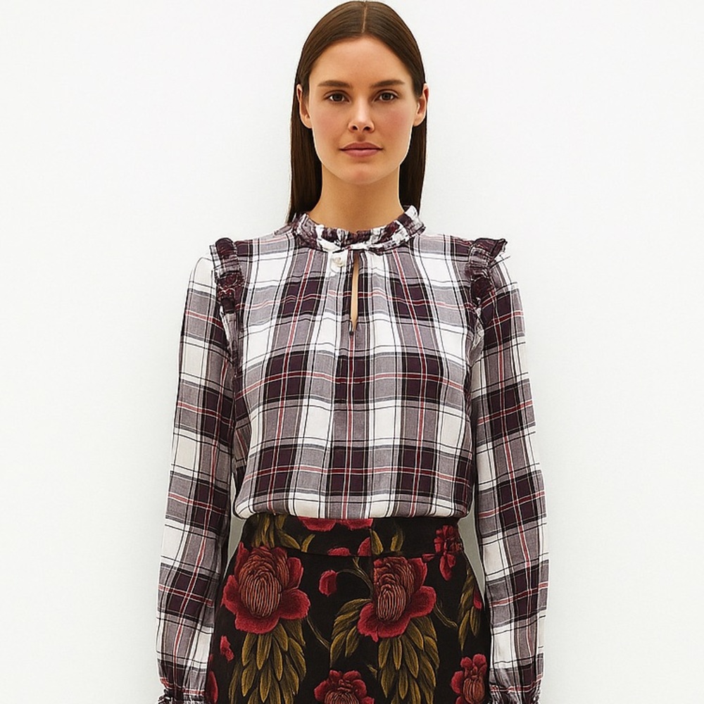 Plaid Long Sleeve Blouse